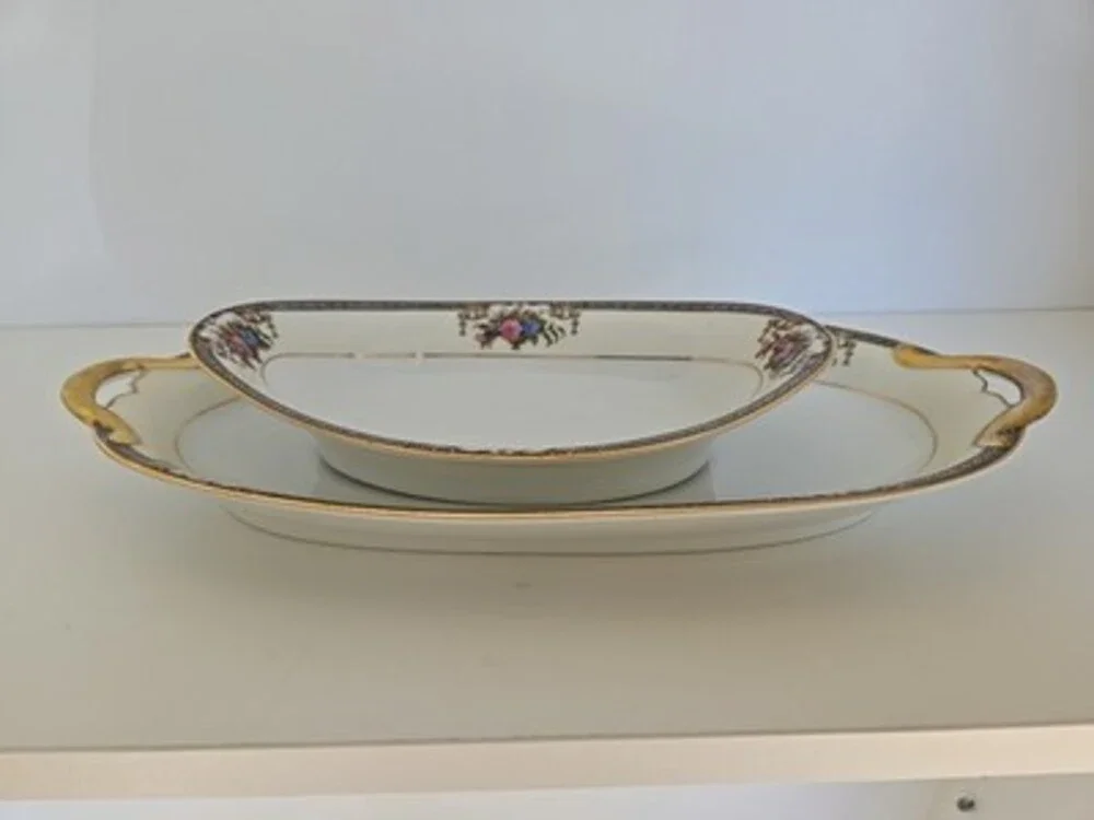 Serving Dishes - Noritake Grasmere Serving Platter Celery And Bowl